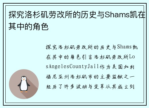 探究洛杉矶劳改所的历史与Shams凯在其中的角色