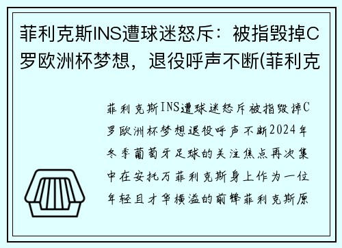 菲利克斯INS遭球迷怒斥：被指毁掉C罗欧洲杯梦想，退役呼声不断(菲利克斯比赛视频)